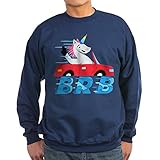 CafePress Sweatshirt mit Emoji-Einhorn, BRB, klassisch, Rundhalsausschnitt Gr. L, navy