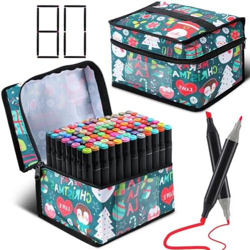 MarkMe 60 Colors Alcohol Markers Set, Dual Tips Blender Art Markers, Permanent Alcohol Based Sketch Pens For Artist Adults Coloring Illtrations With Organizing Case, Pad