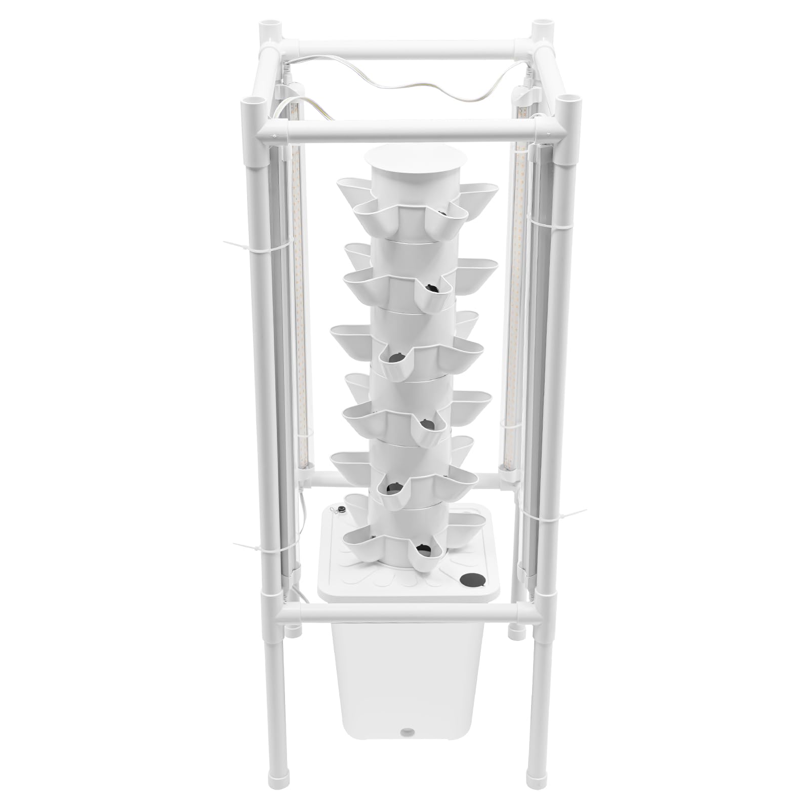 Xigner Torre idroponica a 30 fori, sistema idroponico a 6 piani, sistema di coltivazione aeroponica, con pompa per idratazione, serbatoio dell'acqua da 10 l, luci, struttura per piante per erbe