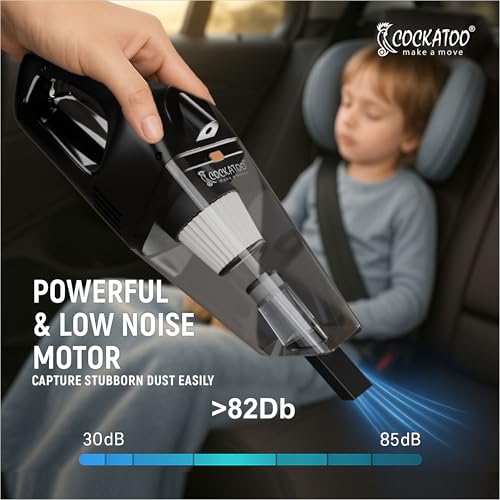 Image of Cockatoo WL-X07-BATTERY Handheld Vacuum Cleaner for Home & Car, Cordless, 5600Pa Suction Power, 7.4V 60W, 4000mAh Battery, 20 Minutes Run Time, LED Light, Dry Cleaning, Black /Grey