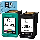 hp druckerpatronen 338 doppelpack 【Inhalt der Box】Ersatz-Tintenpatrone für wiederaufbereitete Druckerpatronen für HP 338xl 343xl (1 Schwarz,1 Farbe) (Das ist kein OEM- Produkt) und 1 Lesezeichen-Clip