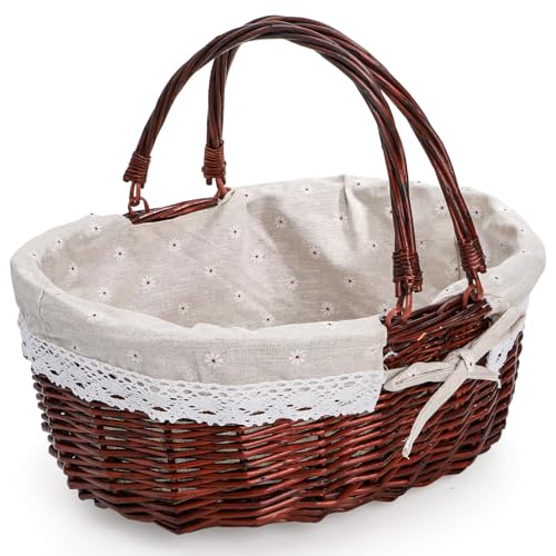 Dicunoy Wicker Picnic Basket with Handle, Large Empty Gift Basket to fill, Open Top...