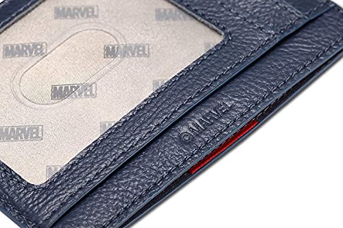 BOTIAL MARVEL Wallets, Avengers Captain America Genuine Leather Slim Minimalist Front Pocket RFID Blocking Wallets for Men Women America-(Navyblue), monolayer, KB23