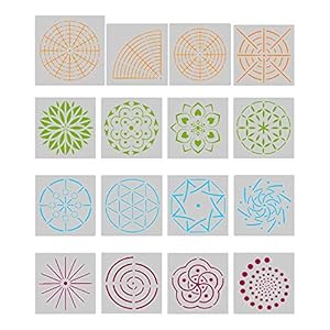 Angshop 16Pcs Mandala Art Stencils Mandala Dot Schilderen Stencils Sjablonen voor Mandala Stone Rock Schilderij Muur Art…