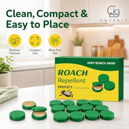 Image of GwernKB Cockroach Trap for Kitchen, 12 Pack Cockroach Repellent Bait Cups for Home, Roach Trap for Cabinets, Under Sink & Behind Appliances, Odorless Compact Control Bait Stations