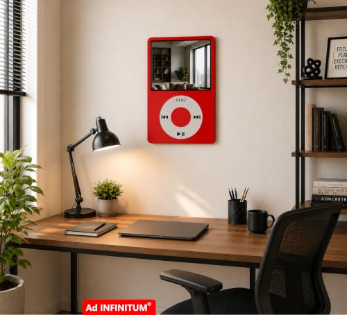 Image of AD INFINITUM Multilayer Wooden Wall Art With Mirror Hanging Decor for Contemporary Home, Bedroom, Living Room, Office etc., (i POD RED)