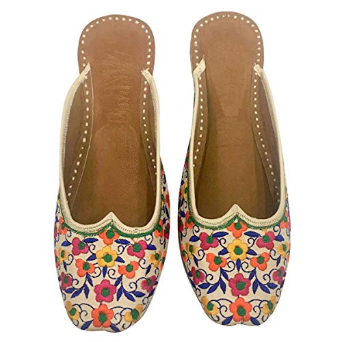 Women's Leather Flat Sandals Ballerina Shoes Back Open Punjabi Jutti2