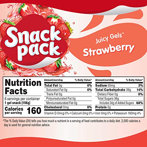 Snack Pack Juicy Gels, Strawberry, 5.5 Oz, 6 Ct #TOP5