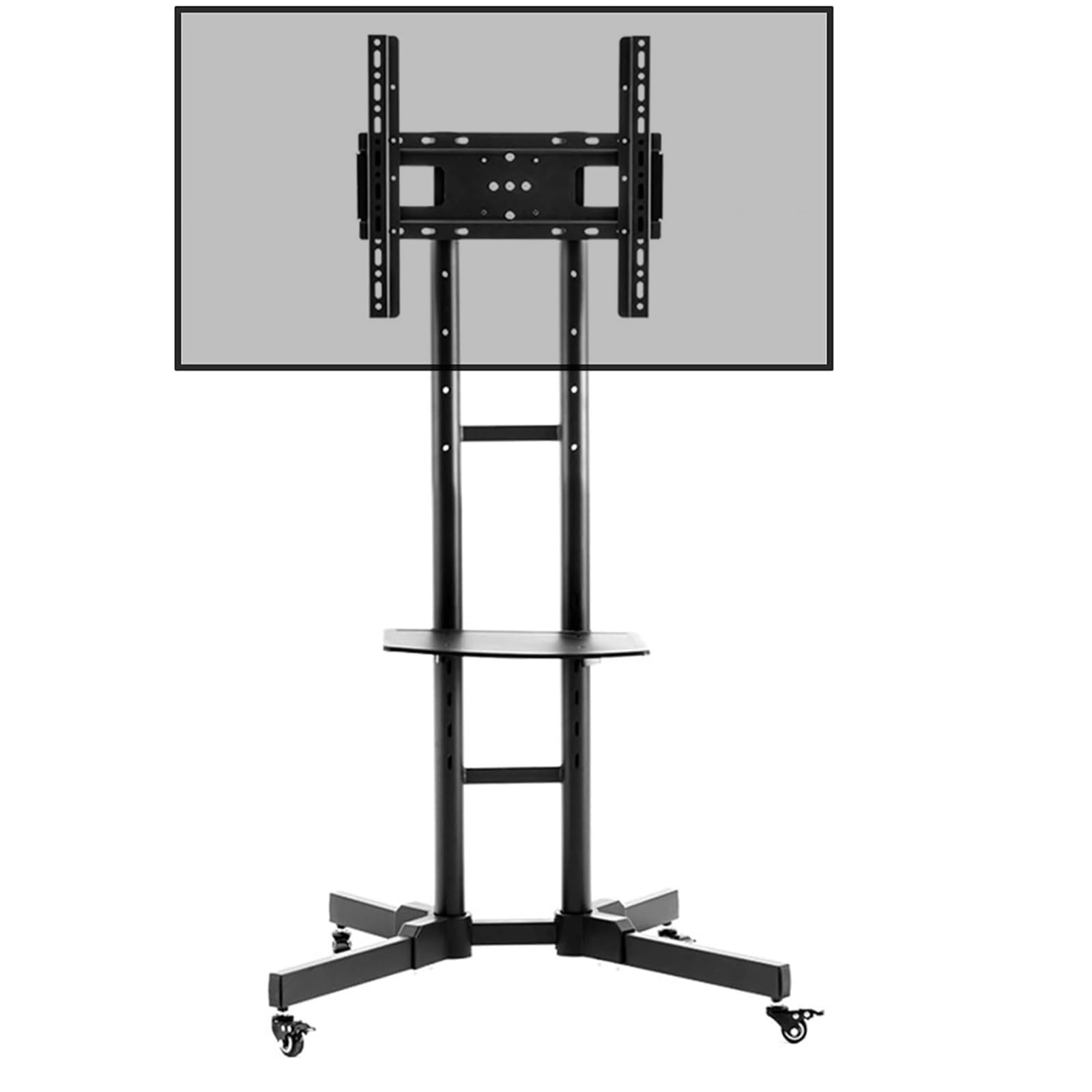 Support de Sol Mobile pour téléviseur - Chariot TV à roulettes, pour écrans de 32 à 55 Pouces, Support TV Roulant réglable en Hauteur avec Plateau réglable en Haute,