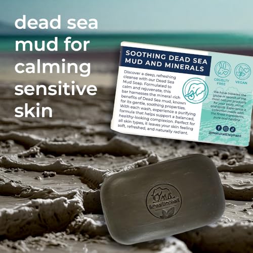 Natural Elephant Dead Sea Mud Soap Bar | Mineral-Rich Face & Body Cleanser with Natural Dead Sea Minerals | 4.4 oz (125 g) Pack of 10