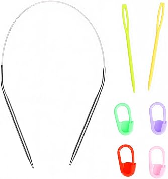 16 inch Circular Knitting Needles Stainless Steel Knitting Needles Circular Size 6 Round Knitting Needles 4 mm for Handmade Knitting DIY