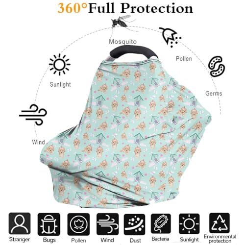 Image of Forchrinse Beige Leopard Car Seat Cover for Babies Soft Breathable Breastfeeding Nursing Cover Elastic Infant Carseat Canopy Stroller Cover