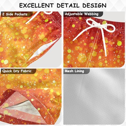 Pigsaly Boys Swim Trunks Bright Red Orange Yellow Gradient Flashing Glitter Boys Board Shorts Swimsuit Swimwear XS3