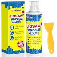 Puzzlekleber 200 ml – Klarer & schnelltrocknender, transparenter Puzzle Glue für Puzzle bis 5000 Teile – Mit Schwammaufsatz & Spachtel, zu fixieren und aufzuhängen – Für Holzpuzzle & Papierpuzzle
