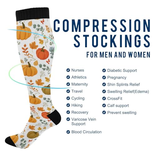 Image of Wusikd Heartbeat Symbol Compression Socks for Women and Men Circulation Black Long Socks for Athletic Running 1