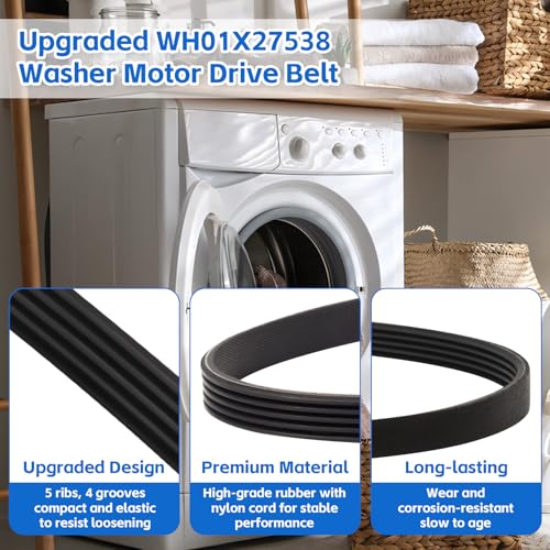 Image of WH01X27538 Washer Drive Belt for GE /Hotpoint Washing Machines Parts AP6328256, PS12299369, 4587903, 290D1101P005, Washer Motor Belt Replacement Accessories