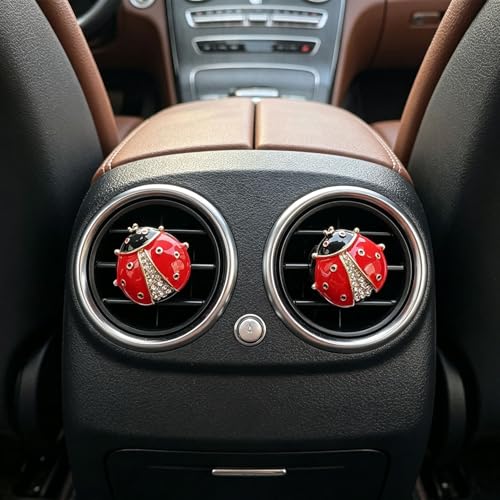 Image of 4 Pack Bling Crystal Ladybug Car Air Freshener Vent Clips, Cute Rhinestone Animal Auto Air Outlet Fragrance Diffuser, Decorative Car Interior Accessories for Women Girls, Creative Gift