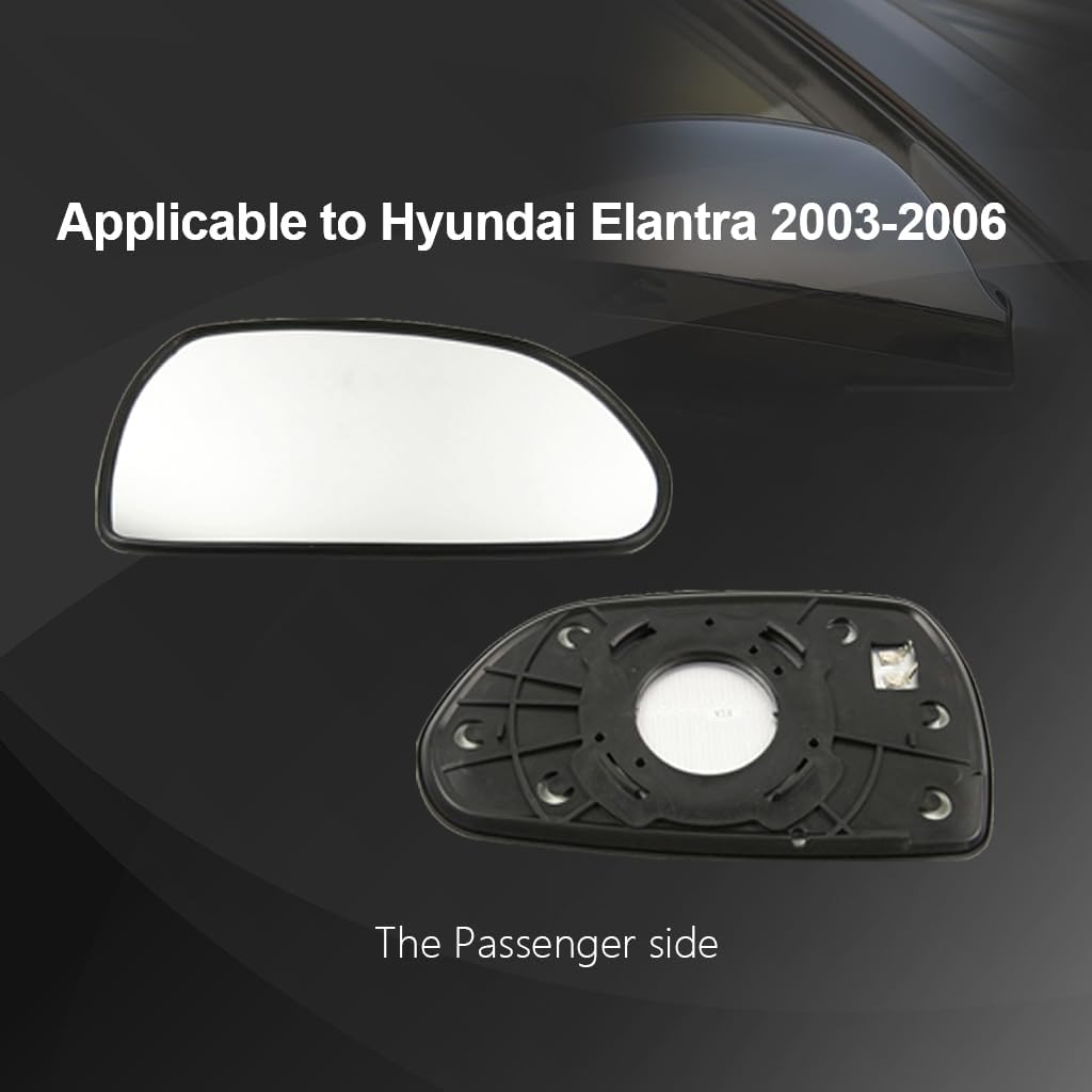 Passenger Side Mirror Replacement Glass for Hyundai Elantra 2003-2006,Automotive Exterior Heated Right Side View Mirror Glass for 2003 2004 2005 2006 Hyundai Elantra(SKOUIO 01-S)