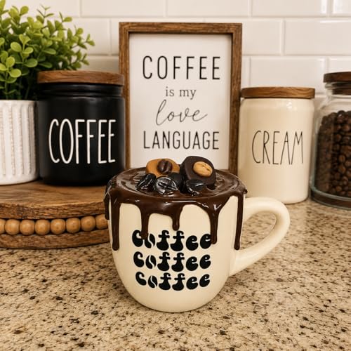 Mini taza decorativa artesanal con diseño de chocolate miniatura 3