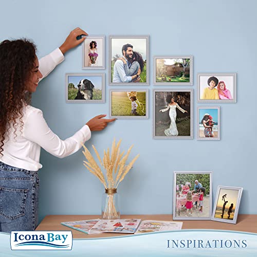 Icona Bay 8X10 Picture Frames (Gray, 6 Pack), Beautifully Detailed Molding, Contemporary Picture Frame Set, Wall Mount Or Table Top, Inspirations Collection #TOP4