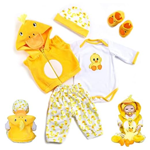 MAIDEDOLL 22 inch Reborn Dolls Clothes Outfit Accessories Yellow Duck 5pcs Set for 20-22 Inch Baby Doll Newborn Girl&Boy