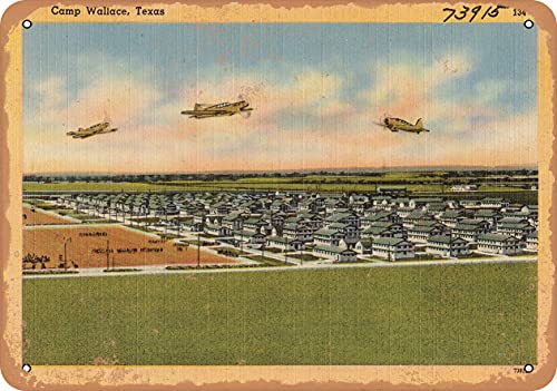 10 x 14 METAL SIGN - Texas Postcard - Camp Wallace, Texas - Vintage Rusty Look