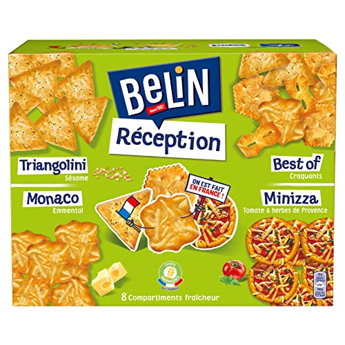 Belin - Belin Réception - Assortiment de Biscuits Apéritifs - Crackers Salés Cuits au Four - Mélange de 4 Variétés - 760 g