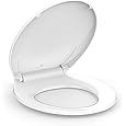 Toilet Seat Round,Toilet Seat with Quick-Release And Quick-Attach, Plastic Toilet Seat with Soft Close, Easy Install and Clean - White
