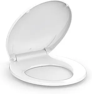 Round Toilet Seat, Slow Close Toilet Cover Seat for Easy Clean and Stain-Resistant, Plastic Toilet Seat With Cover, Quick-Release Hinges and Quick-Attach Hardware,White