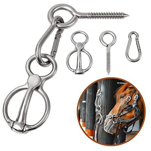 CHOWZZ Bloqueador de anillos de corbata de caballo, tachuelas y suministros, equipo de aparejo de caballos, accesorios de seguridad para caballos con perno de ojo, anillos de corbata cruzada para