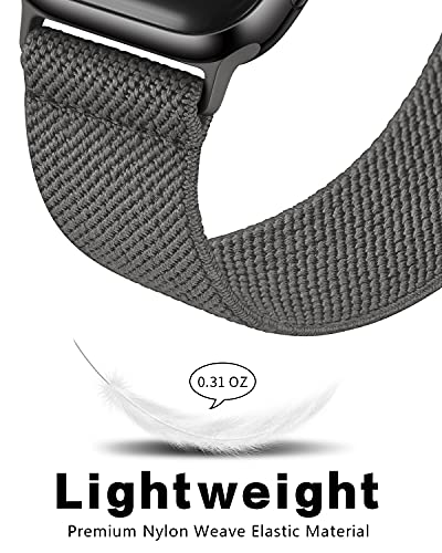 Image of AMANECER Stretchy Nylon Bands Compatible with Apple Watch Ultra 3 /2 /1 SE Series 11 /10 /9 /8 /7 /6 /5 /4, Adjustable Braided Elastic Sport Loop Rugged Straps for iWatch Women Men (Dark Gray, 44 /45 /46 /49MM)