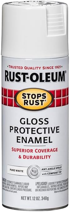 Rust-Oleum 250702-6PK Stops Rust Spray Paint, 12 oz, Gloss Pure White, 6 Pack