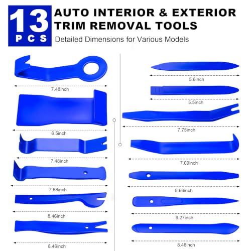 Image of 52pcs Precision Pick and Hook Tool Set, Trim Removal Tools,Clip Removal Plier Fastener Removers Set,Blue