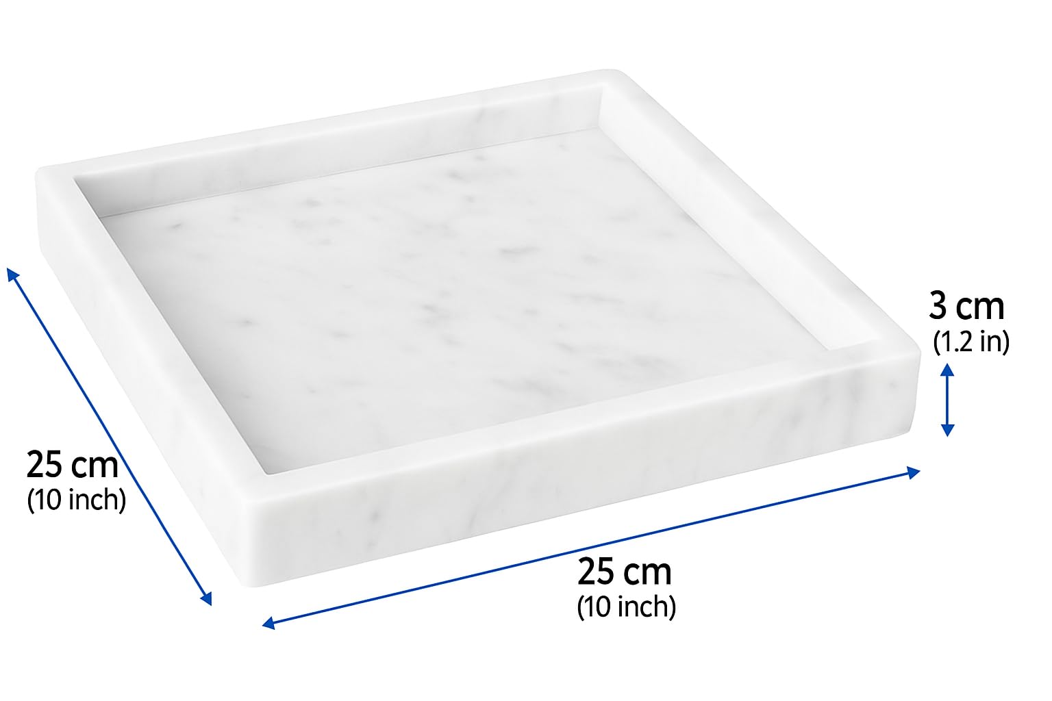 Bandeja Cuadrada de mármol Blanco 25x25 cm | Centro de Mesa Elegante y Minimalista | Diseño Artesanal Italiano – Kalu Creations