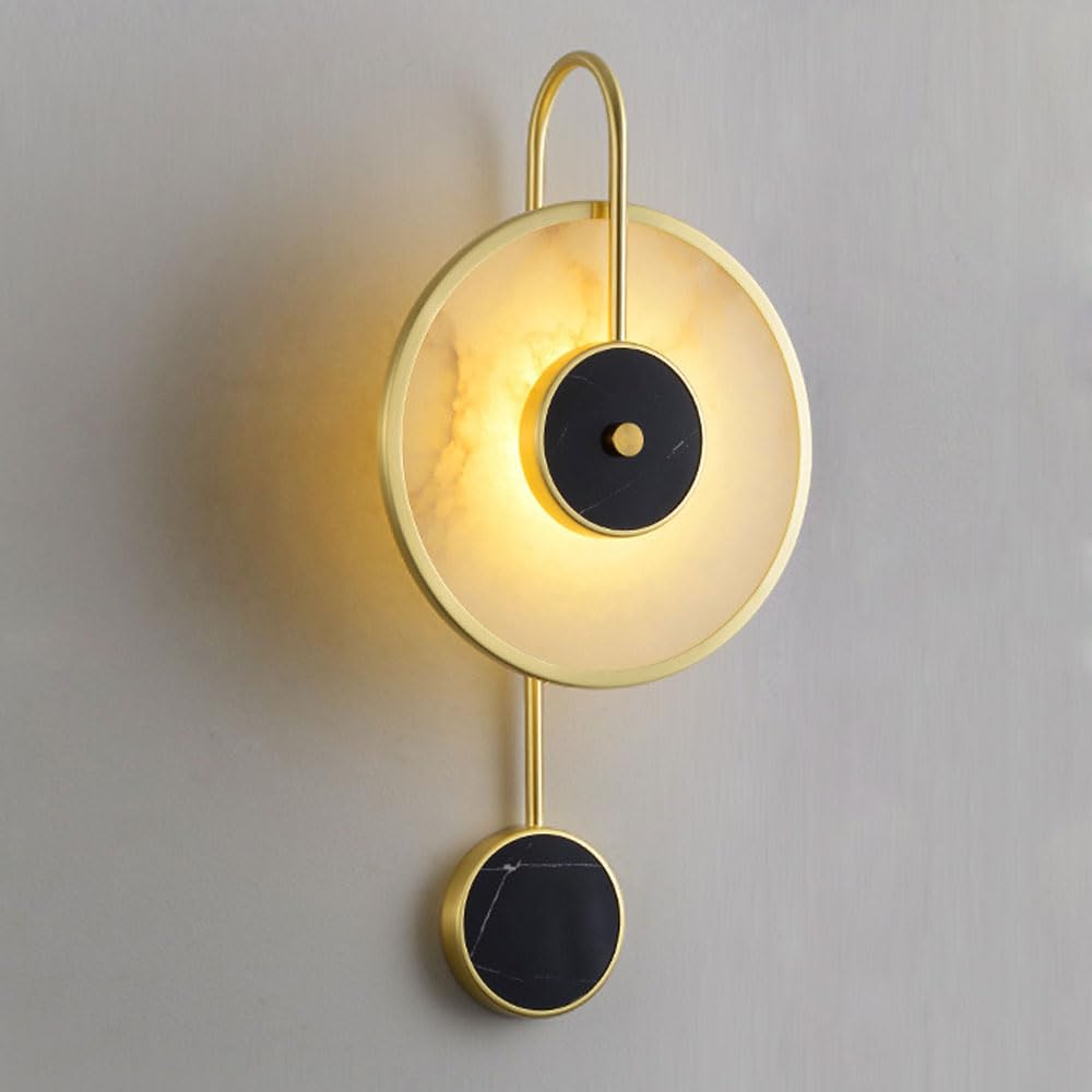 Ssbhdm Multicolor Led Warm Light Natural Marble Wall Sconce, Medieval Industrial Alabaster Wall Lamp, Indoor Wall Light, Dining Room Bedside Dresser Decorative Lighting Fixtures