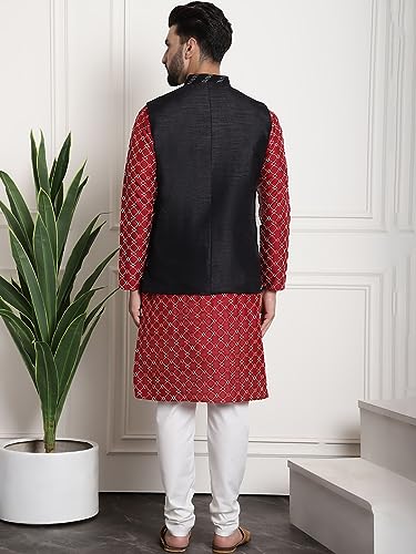 Image of SOJANYA (Since 1958 Men's Silk Blend Kurta and Pyjama with Nehru Jacket