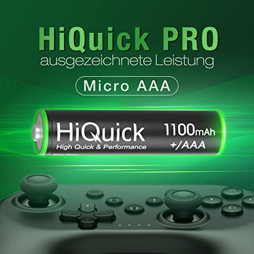 HiQuick Micro AAA Akku, NI-MH 1100mAh wiederaufladbar Batterien, geringe Selbstentladung 1,2V Akku, 16 x Micro AAA – Ansicht 2