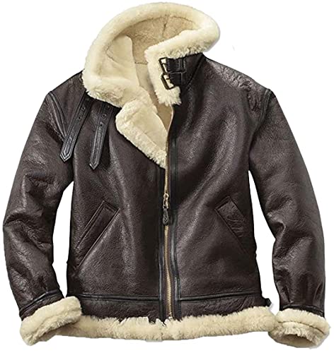 RE4 Remake Leon B3 Bomber Faux Fur Shearling Aviator Leather Jacket