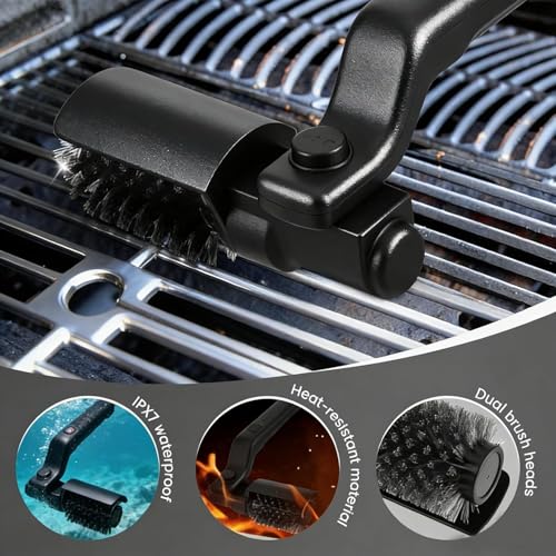 Reinigungsbürste Elektrisch, Verbesserte Grillbürste für Gussrost, Kabellose 304 Edelstahl Grillbürste, Edelstahl-Bürstenkopf, 3-Stufen Reinigung,90 Min Laufzeit, Wasserdicht für Grills Geeignet