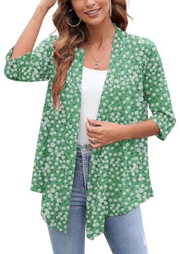 Image of Heymoments Women's Lightweight Open Front Cardigans 3 /4 Sleeve Casual Soft Drape Fall Cardigan S-2XL
