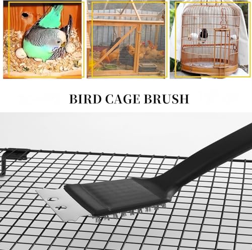 Image of 2pcs 2 in 1 Birdcage Brush, Stainless Steel Scraper with Wire Brush Head,Bird Cage Cleaning Accessories