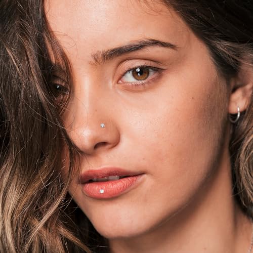 Miniatura 4 de 6 Piezas Piercing Tragus Para Mujer Acero Quirúrgico 16g Hélice Labio 8mm Plata Con Circonita Tragus Hélice Joyería