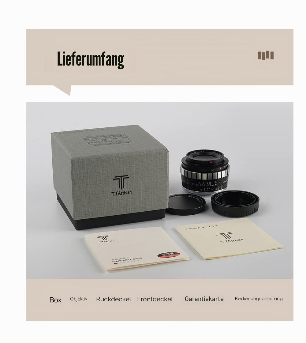 TTARTISAN 23mm F1.4 APS-C Camera Lens Wide-Angle Prime Lens Portable Lens for Fuji FX Mount Suitable for Portrait Street Snapshot (Fuji X, Black&Silver)