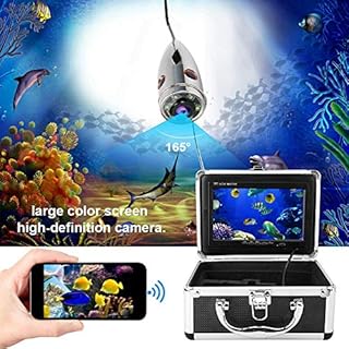 Heayzoki 7in TFT WiFi Wireless Fish Finder Underwater Fishing Camera HD Camera and 7'' LCD Monitor for Ice Lake and Boat Fishing(American Standard (100-240v), Transl)