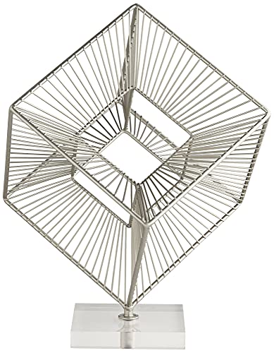 Studio 55d abstract cube 13 1/2" high silver metal…