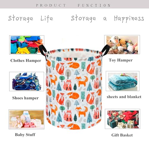 Image of Round Laundry Basket Nursery Hamper Kids Storage Bin Baby Toy Organizer Box Gift Basket for Room Decor