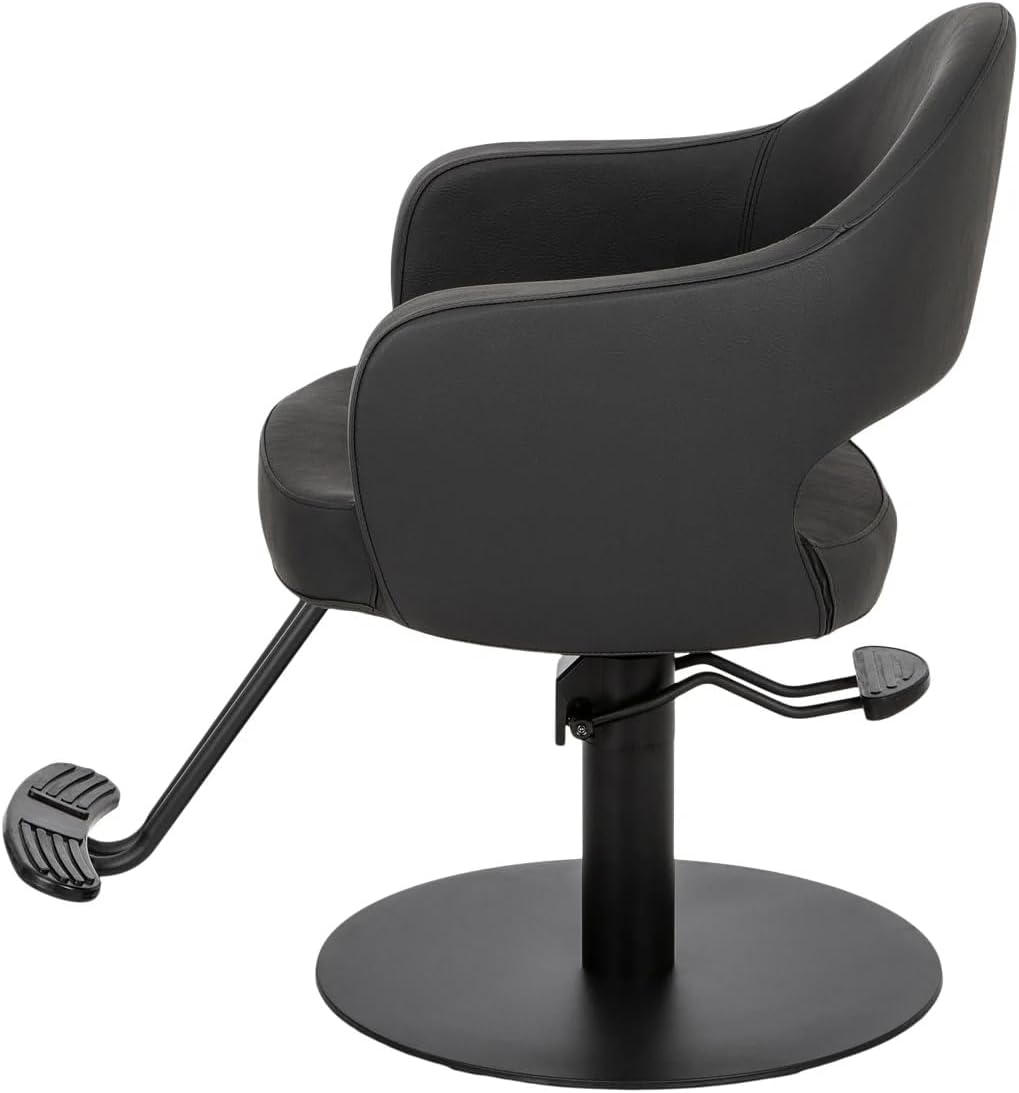 Buy-Rite Cleo Professional Salon Styling Chair & Barber Chair, Luxurious Black Vinyl & Black Stitching, Easy to Clean Seat YLG-376-FLAT2 (Flat Base)