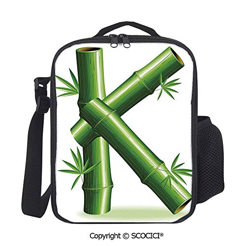 UHOO Bamboo Letter K Capital Green Leafs Nature Inspired Alphabet Font Design Print