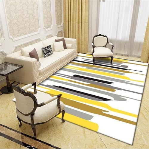 Tapis chien et tapis salon design moderne gris-jaune - 2