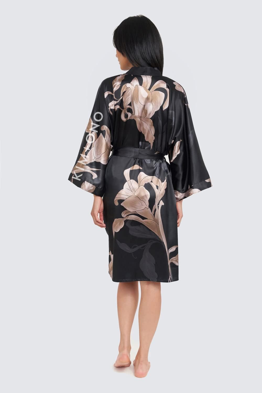 KIM+ONO Luxury Kimono Robe for Women | Short Satin Floral Robe | Original Design | Removable Waist Tie Closure - Image 4